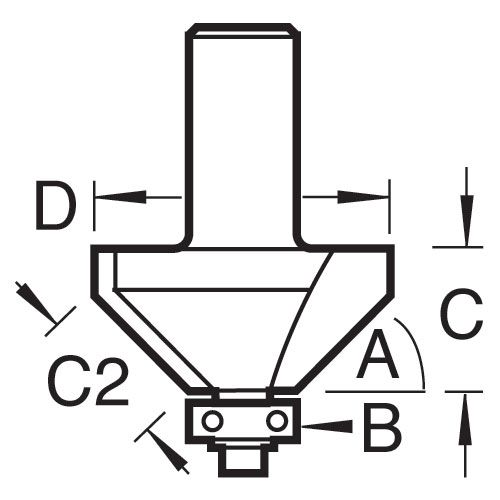 46/38X1/2TC - Bearing guided chamfer cutter 45 degrees