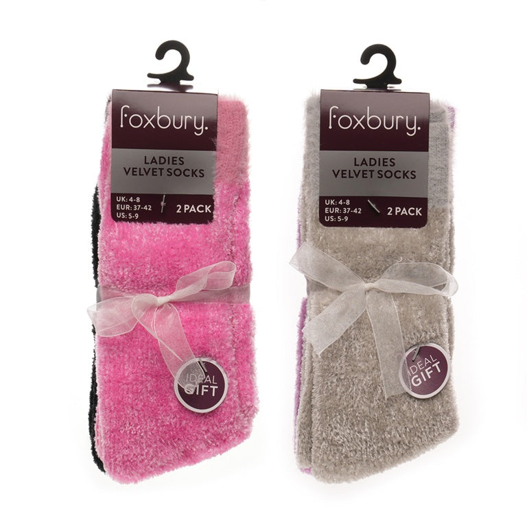 RJM Ladies Chenille Velvet Socks 2 Pack