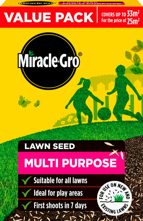 Miracle Gro Multi Purpose Lawn Seed 33m2 Value Pack