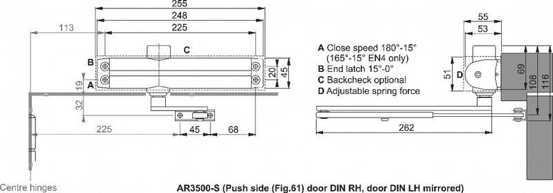 Arrone Power Adjustable Door Closer 2-4