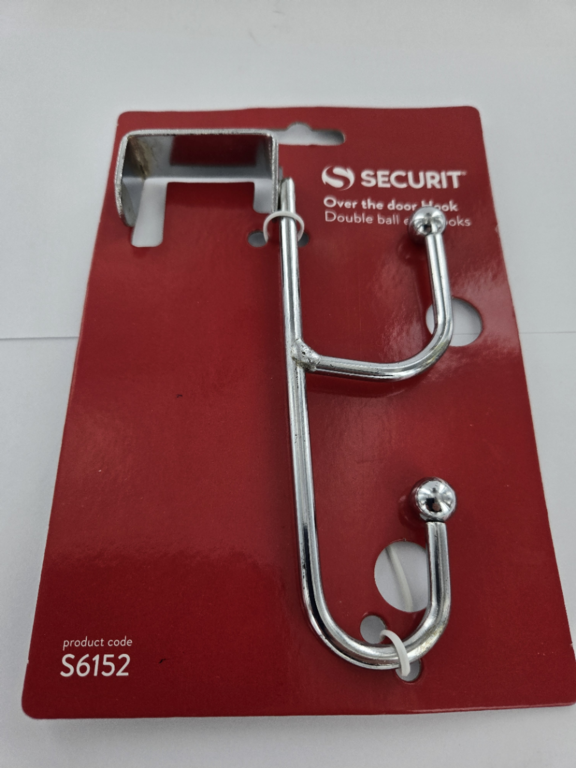 Securit Chrome Plated Overdoor 2 Ball Hook Rail 155mm