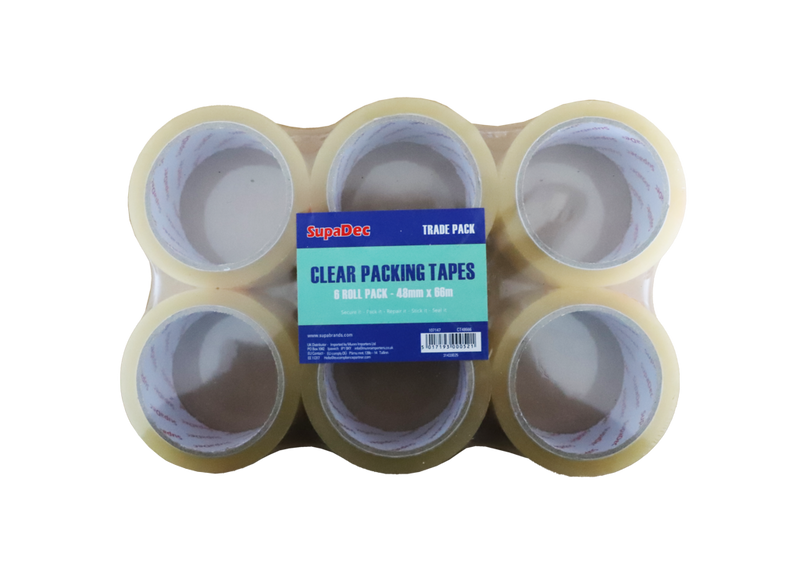 SupaDec Clear Tape 48mm x 66m Pack 6