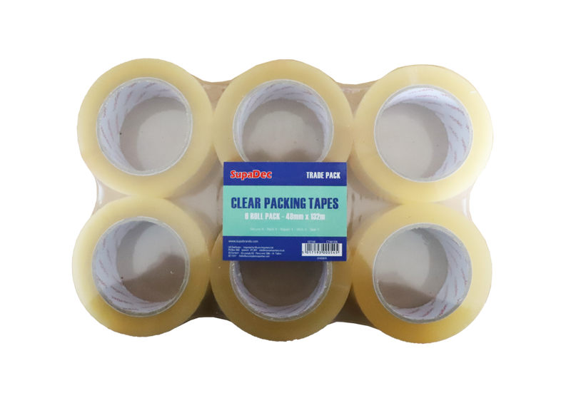 SupaDec Clear Tape 48mm x 132m Pack 6