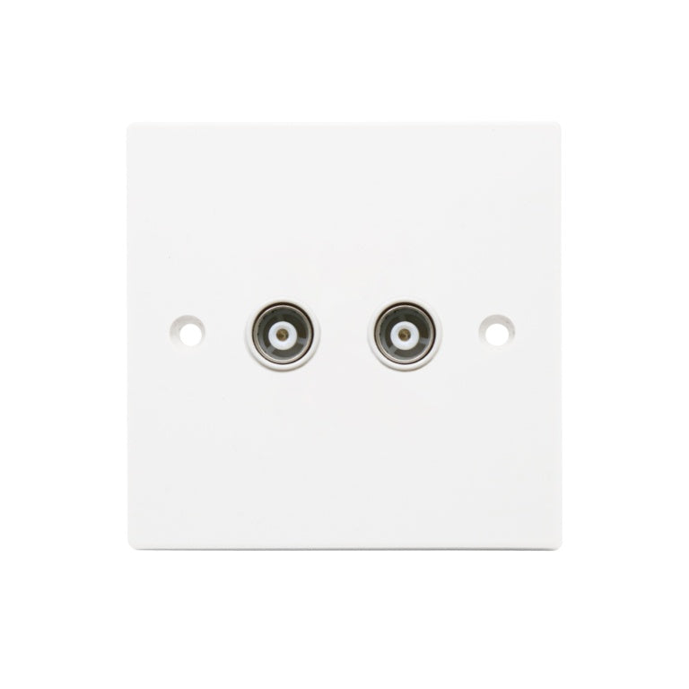 Securlec 2 Gang Aerial Socket Square Edge