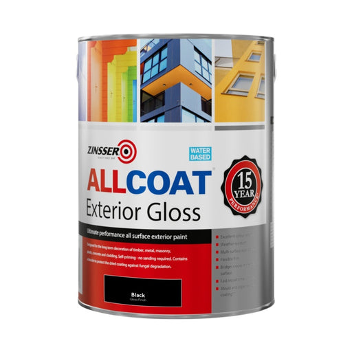 Zinsser Allcoat Exterior Water Based Gloss Black 5L