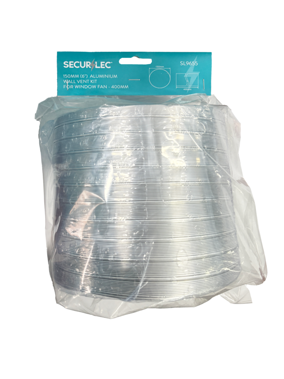 Securlec Aluminium Wall Vent Kit For Window Fan 400mm 150mm (6")