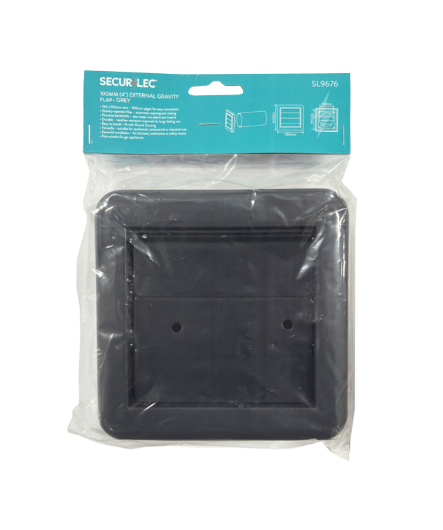 Securlec External Gravity Flap Grey 100mm 4"