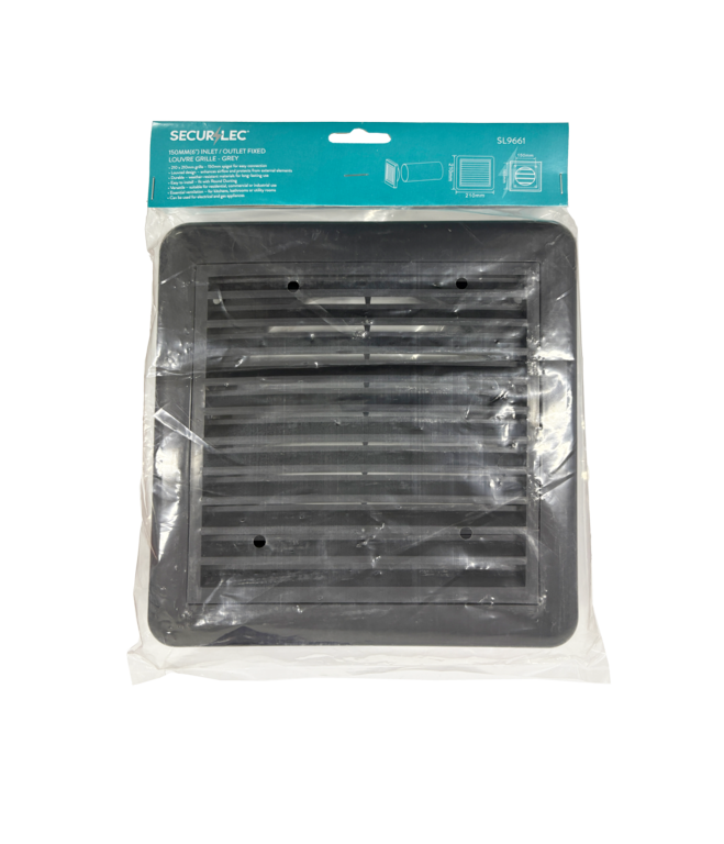 Securlec Inlet/Outlet Fixed Louvre Grille Grey 150mm 6"