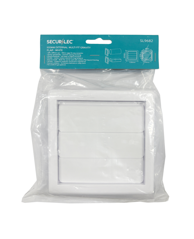 Securlec External Multi Fit Gravity Flap White 100mm 4"