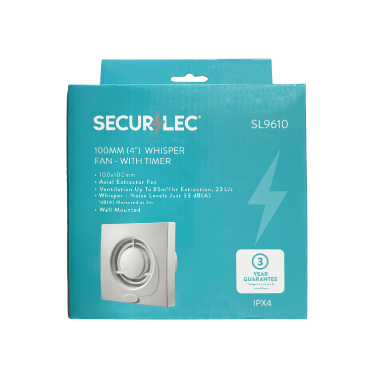 Securlec Whisper Fan With Timer 100mm 4"