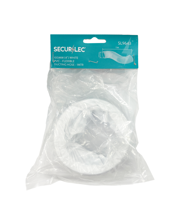 Securlec White PVC Flexible Ducting 1m x 100mm 4"