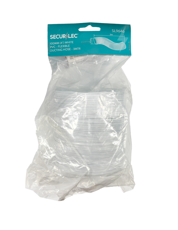 Securlec White PVC Flexible Ducting Hose 3m x 100mm 4"