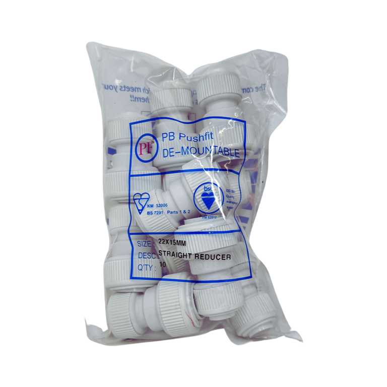 Whitespeed Push-Fit 22 x15 Straight Reducer Pack 10