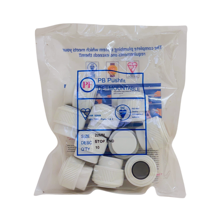 Whitespeed Push-Fit Stop End 22mm Pack 10