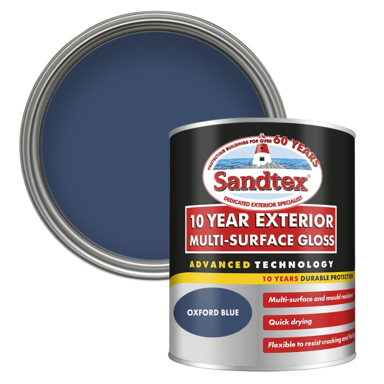 Sandtex 10 Year Exterior Multi Surface Gloss 750ml Oxford Blue