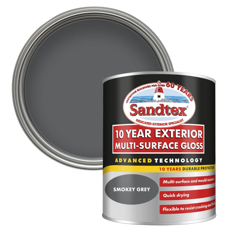 Sandtex 10 Year Exterior Multi Surface Gloss 750ml Smokey Grey