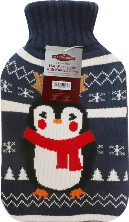 Hearth & Home Hot Water Bottle With Winter Design Cover 2L