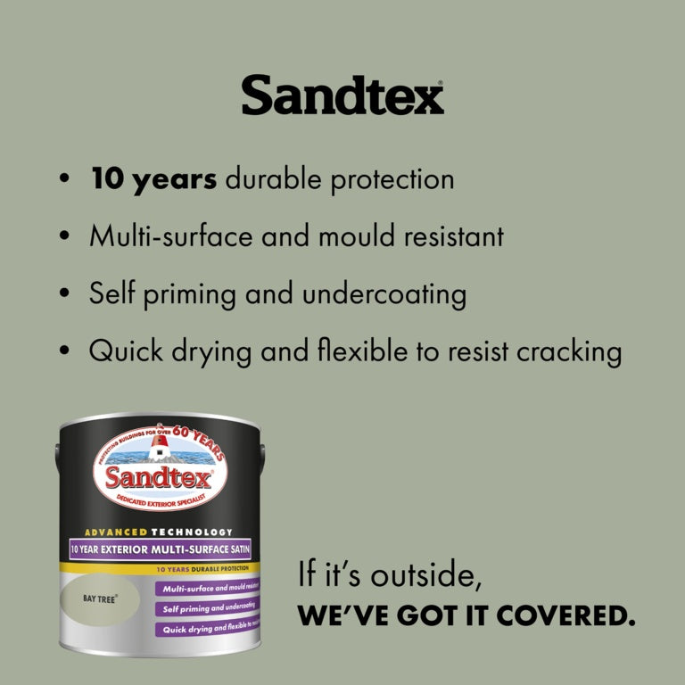 Sandtex 10 Year Exterior Multi Surface Satin 2.5L Bay Tree