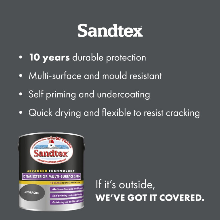 Sandtex 10 Year Exterior Multi Surface Satin 2.5L Anthracite