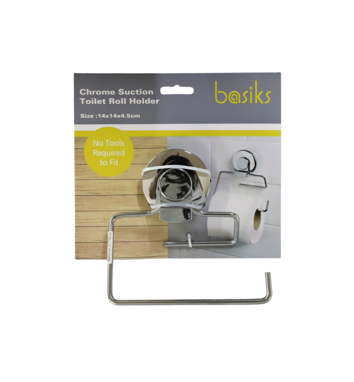 Basiks Suction Toilet Roll Holder Chrome