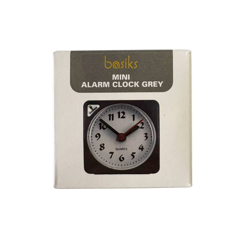 Basiks Mini Alarm Clock Grey