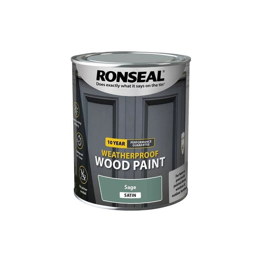 Ronseal 10 Year Weatherproof Wood Paint Sage Satin 750ml Ronseal - RockBottom Nothampton