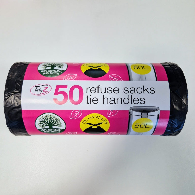 Tidyz Refuse Sacks With Tie Handles Pack 50