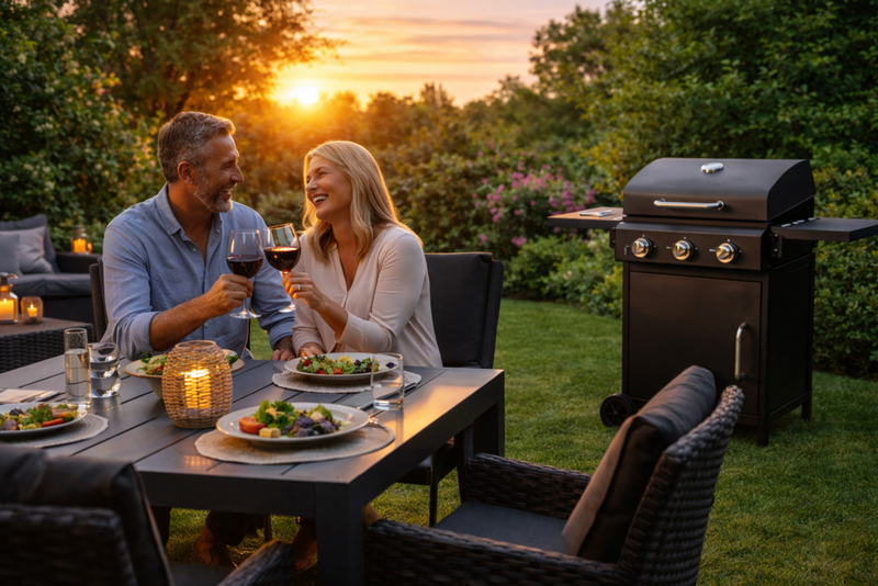 Pagoda 3 Burner Gas BBQ With Side Table