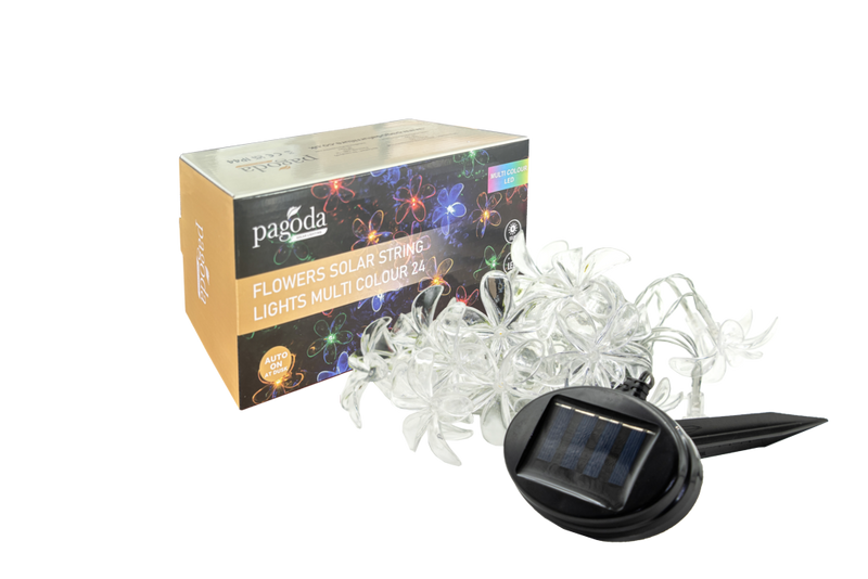 Pagoda Flowers Solar String Lights Multi Coloured 24 LEDs