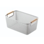 Blue Canyon Small Plastic Storage Basket Wooden Grey