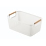 Blue Canyon Small Plastic Storage Basket With Wooden Handles White