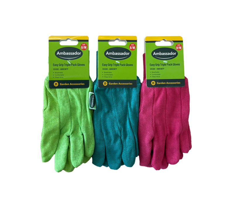 Ambassador Easy Grip Triple Pack Gloves 8/M