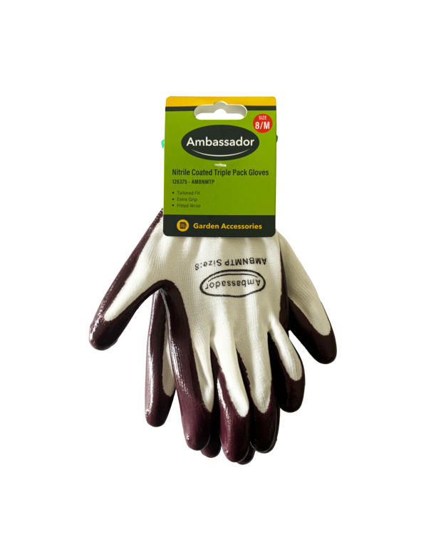 Ambassador Nitrile Coated Triple Pack Gloves 8/M