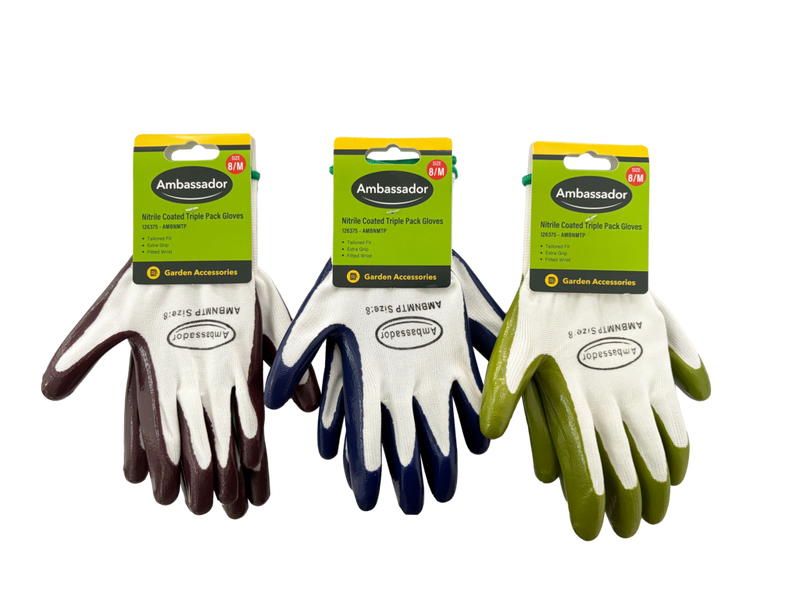 Ambassador Nitrile Coated Triple Pack Gloves 8/M
