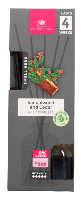 Cristalinas Reed Diffuser 25ml Sandalwood & Cedar