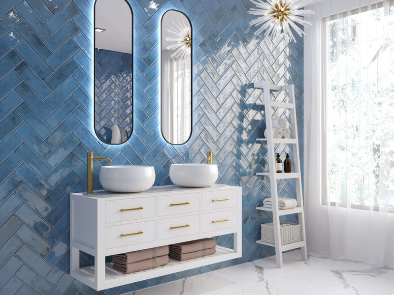 Golden Tile Vintage Ceramic Wall Tile 300 x 100 x 7mm 0.84m2 Light Blue