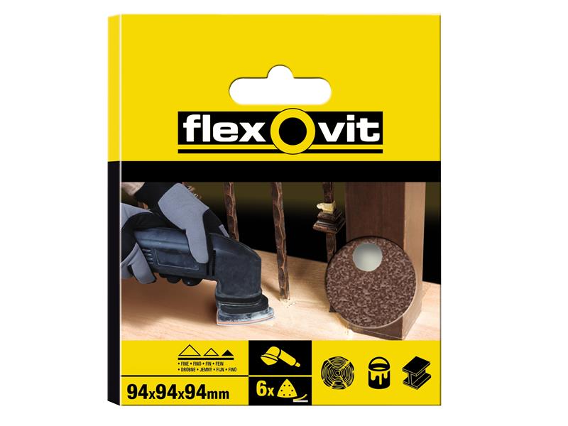 Flexovit Delta Hook & Loop Sanding Sheet 94mm Medium 80G (Pack 6)