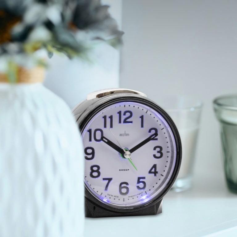 Acctim Eden Sweep Alarm Clock Pearl Black