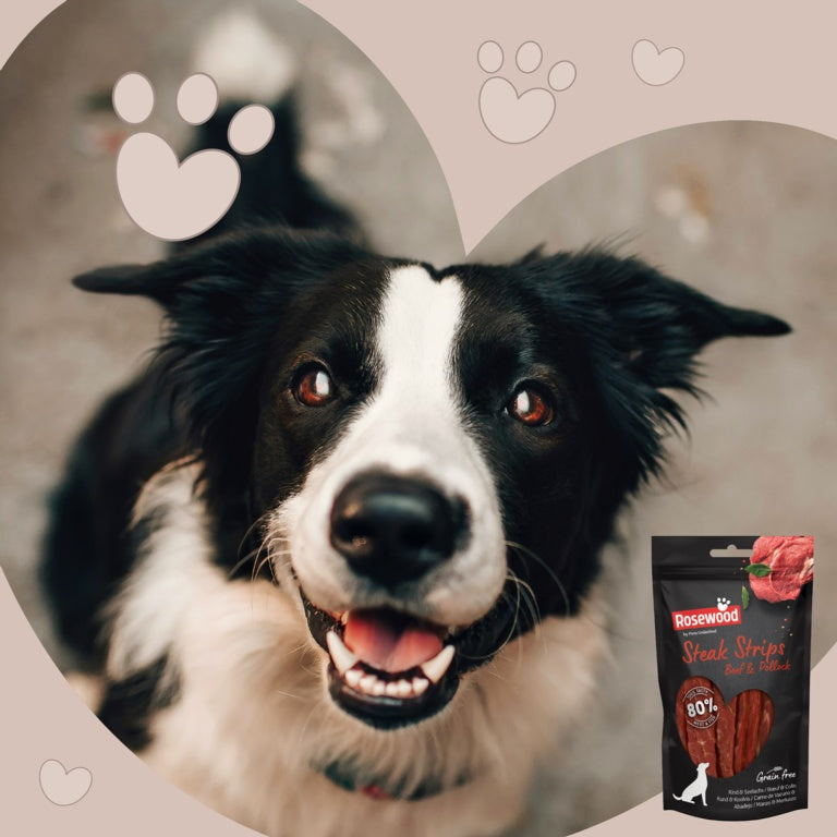 ROSEWOOD Steak Strips Beef & Pollock Dog Treats 100g