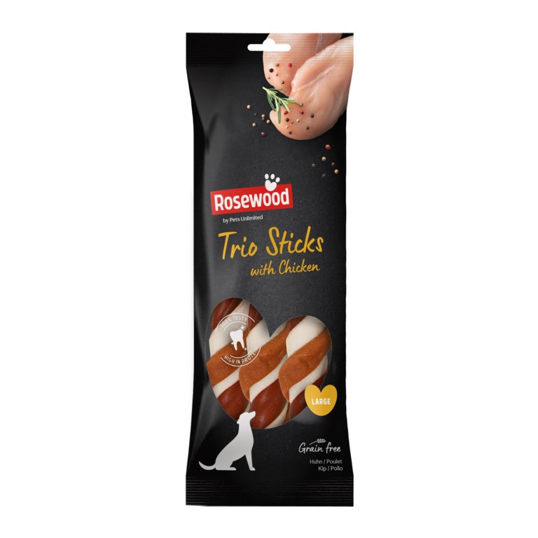 ROSEWOOD Trio Sticks With Chicken Dog Treats Large