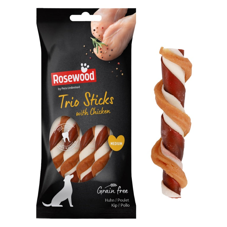 ROSEWOOD Trio Stick With Chicken Dog Treats Medium