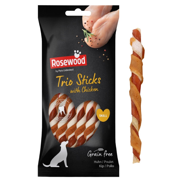 ROSEWOOD Trio Sticks With Chicken Pack 10 Medium