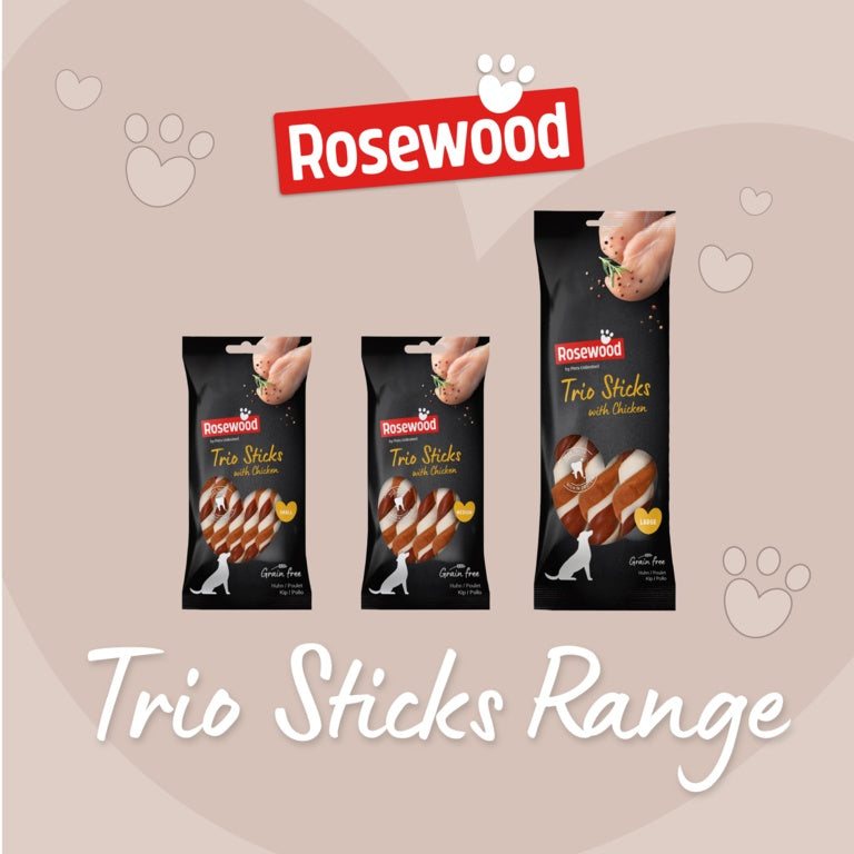 ROSEWOOD Trio Sticks With Chicken Pack 10 Medium