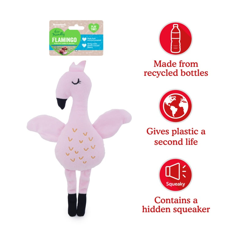 ROSEWOOD Eco Friendly Flamingo Dog Toy