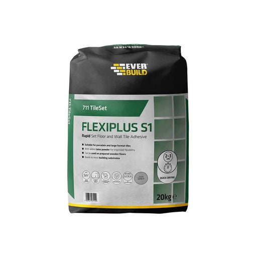 Everbuild Sika 711 TileSet Flexiplus Tile Adhesive Grey 20kg Everbuild Sika - RockBottom Northamptin