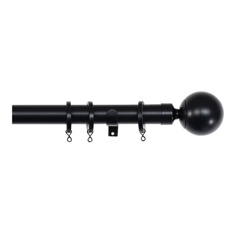 Jones Interiors Cosmos 28mm Metal Curtain Pole Kit Matt Black 180cm