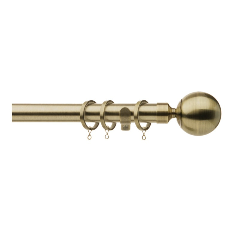 Jones Interiors Cosmos 28mm Metal Curtain Pole Kit Antique Brass 180cm