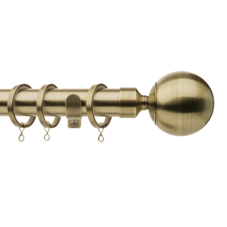 Jones Interiors Cosmos 28mm Metal Curtain Pole Kit Antique Brass 180cm