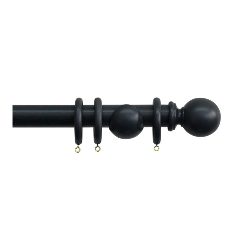 Jones Interiors Shore 35mm Wood Curtain Pole Kit Black 150cm