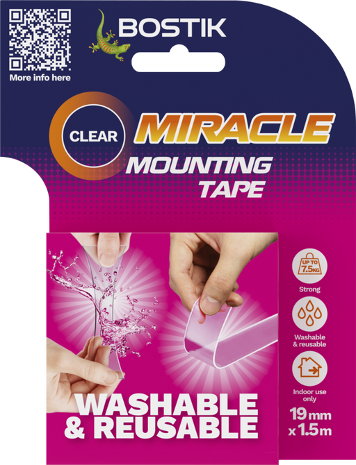 Bostik Miracle Mounting Tape Clear 19mm x 1.5m
